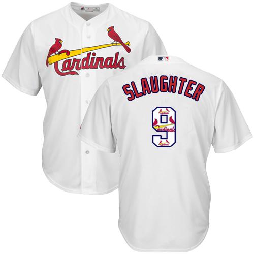 Cardinals #9 Enos Slaughter White Team Logo Fashion Stitched MLB Jersey